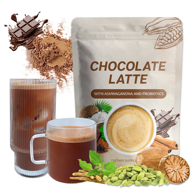 Chocolate Latte Powder Manufacturer - Private Label Superfood Chocolate Ashwagandha Mushrooms Caffeine Free