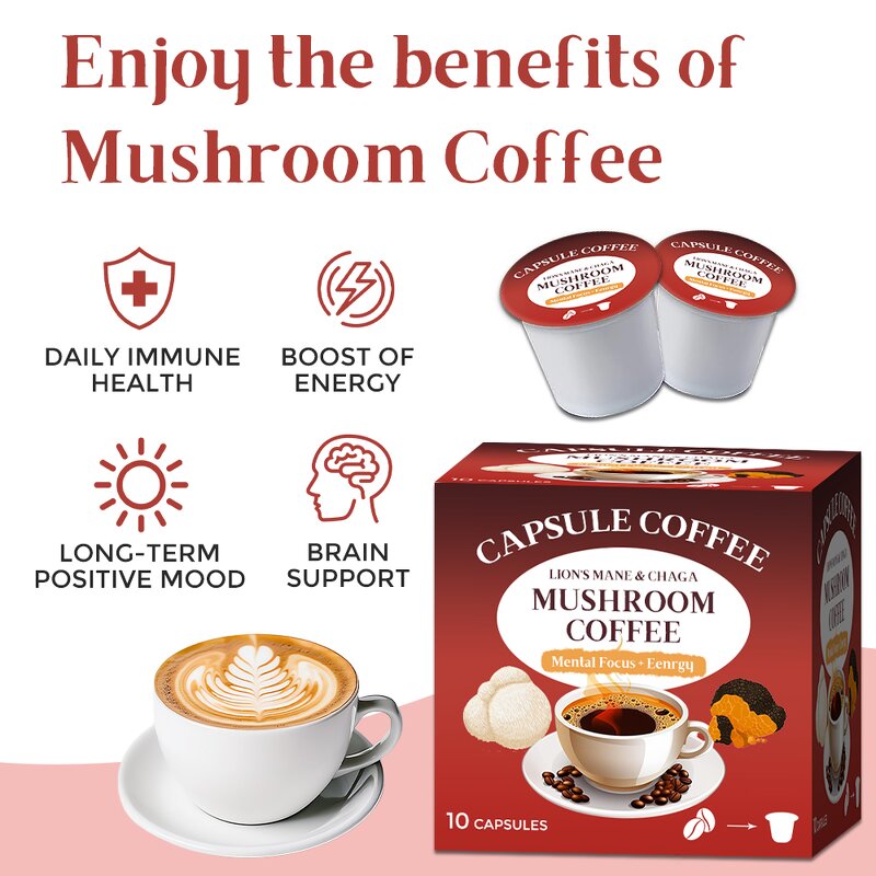 Mushroom Coffee Manufacturer - OEM Compatible Coffee Machine Focus Immune Support Capsule Mushroom Coffee