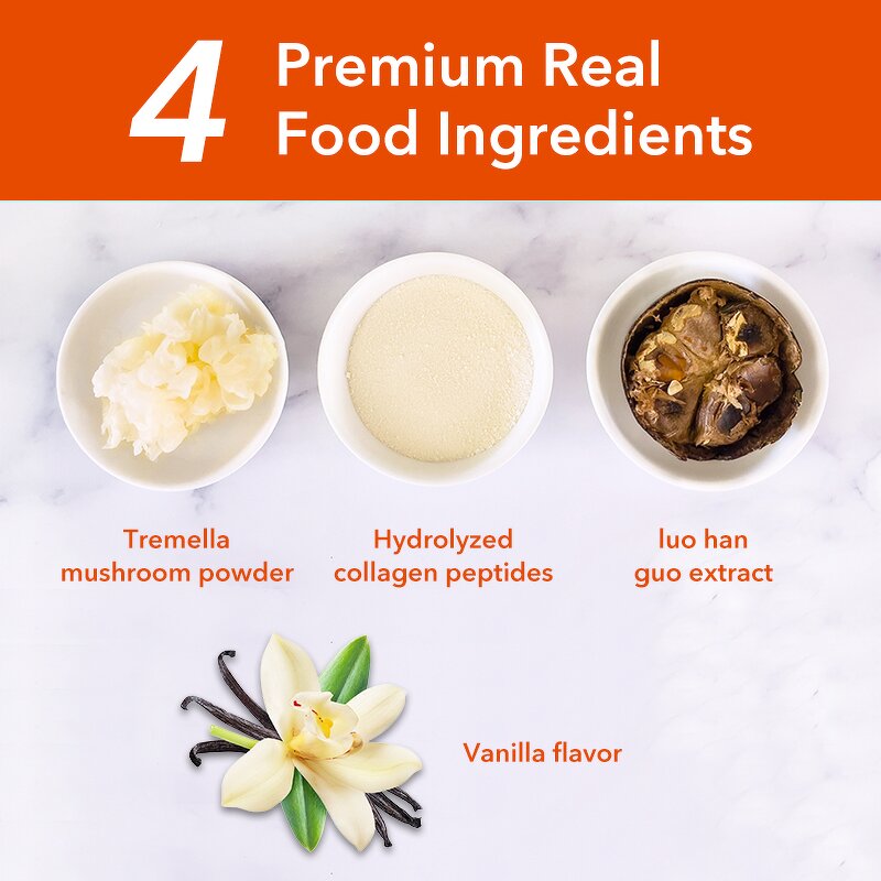 Collagen Mushroom Powder Manufacturer - OEM Organic Hydrolyzed Collagen Vanilla Tremella Mushroom