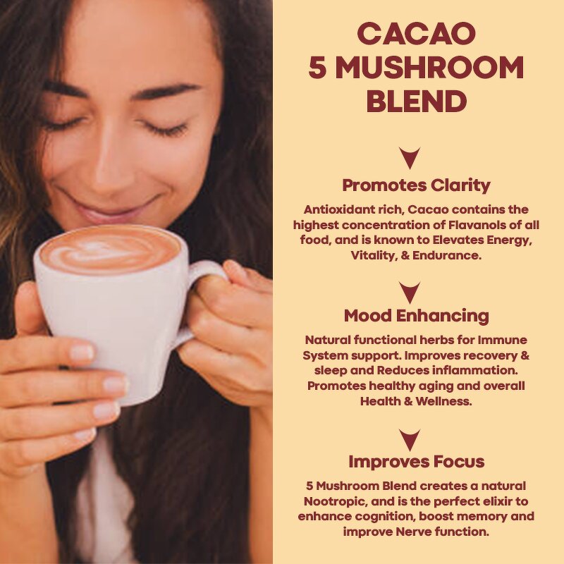 Cocoa Powder Manufacturer - Private Label Nootropic Caffeine Free Sugar Free Mushroom Cacao Powder