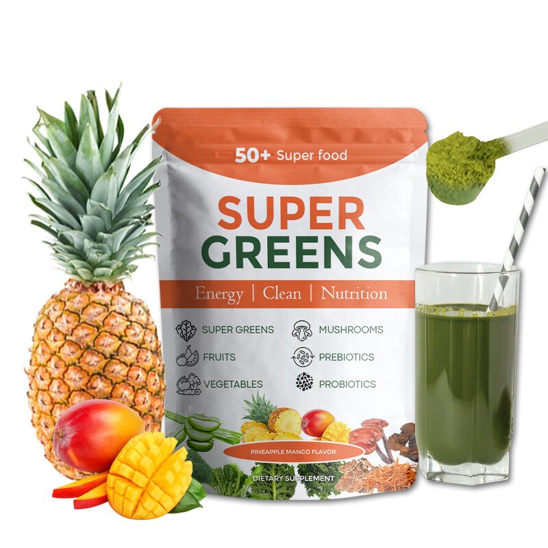Superfood Powder Manufacturer - Private Label Super Greens Pineapple Mango Mushrooms Probiotics Fiber