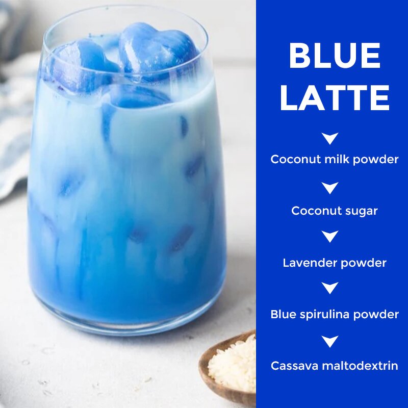 Latte Powder Manufacturer - Private Label Adaptogen Calming Lavender Milk Blue Spirulina Blue Lavender