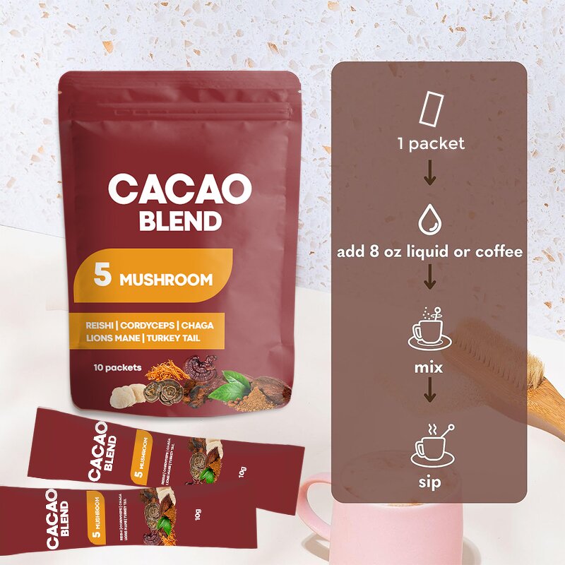 Cocoa Powder Manufacturer - Private Label Support Focus Mushroom Blend Chaga Reishi Mushroom Cacao