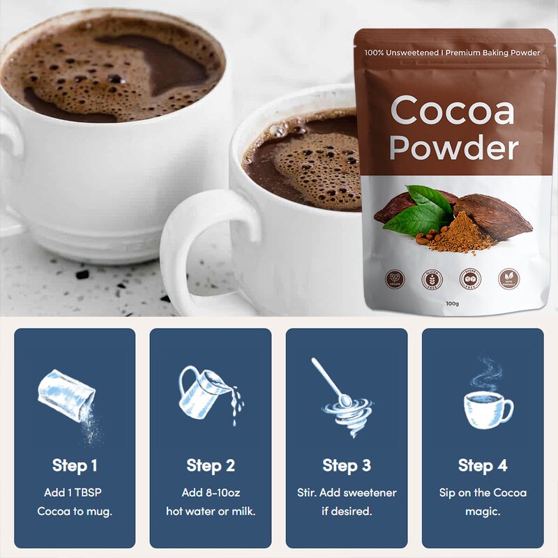 Cocoa Powder Manufacturer - OEM Chocolate Taste Hot Cocoa Natural Unsweetened Premium Baking Drinking