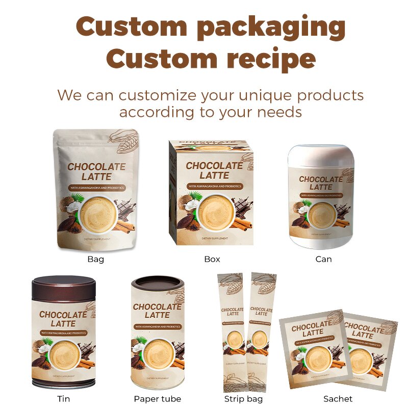 Chocolate Latte Powder Manufacturer - Private Label Superfood Chocolate Ashwagandha Mushrooms Caffeine Free