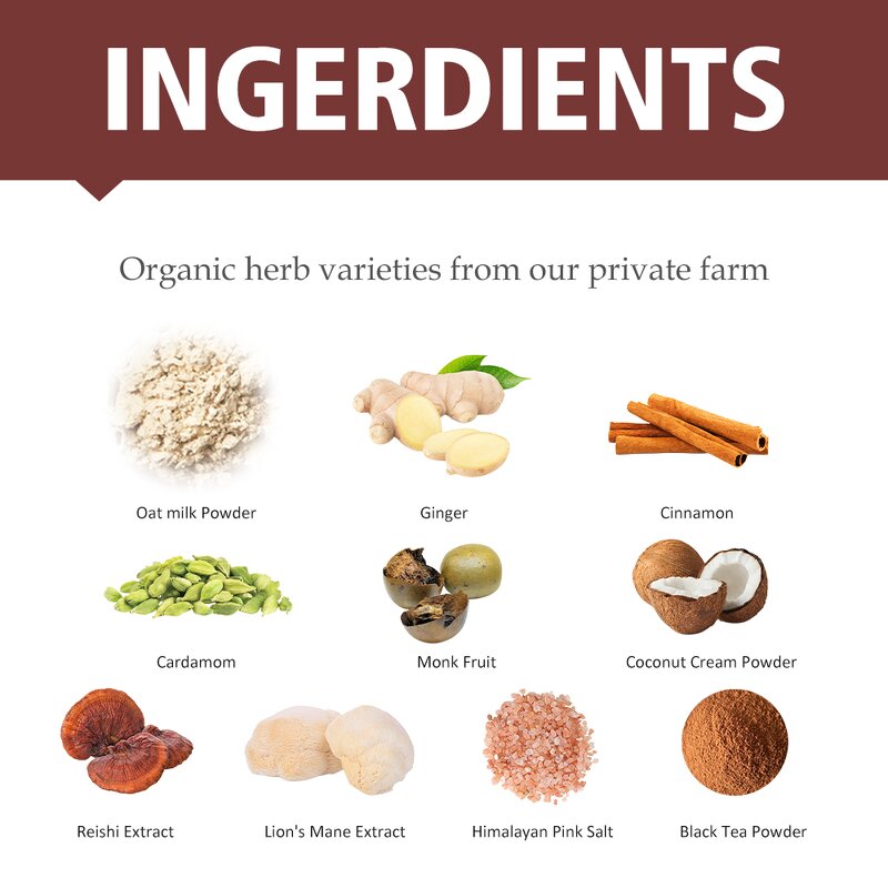 Superfood Latte Powder Manufacturer - Private Label Super Mixed Food Reishi Ginger Cinnamon Black Chai