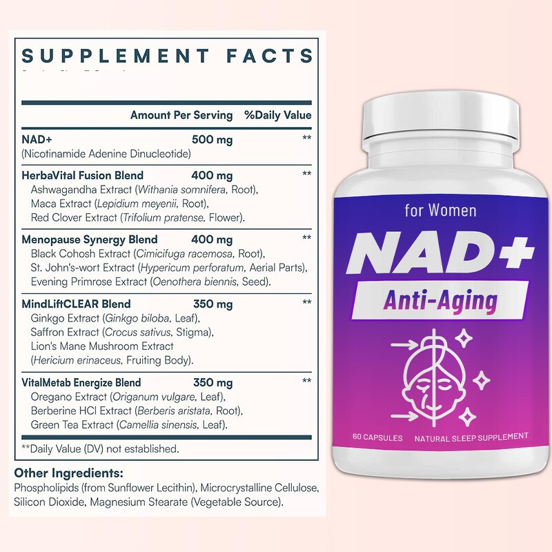 Anti Aging Capsule Manufacturer - OEM Ashwagandha Resveratrol Black Cohosh Menopause NAD+ Anti Aging