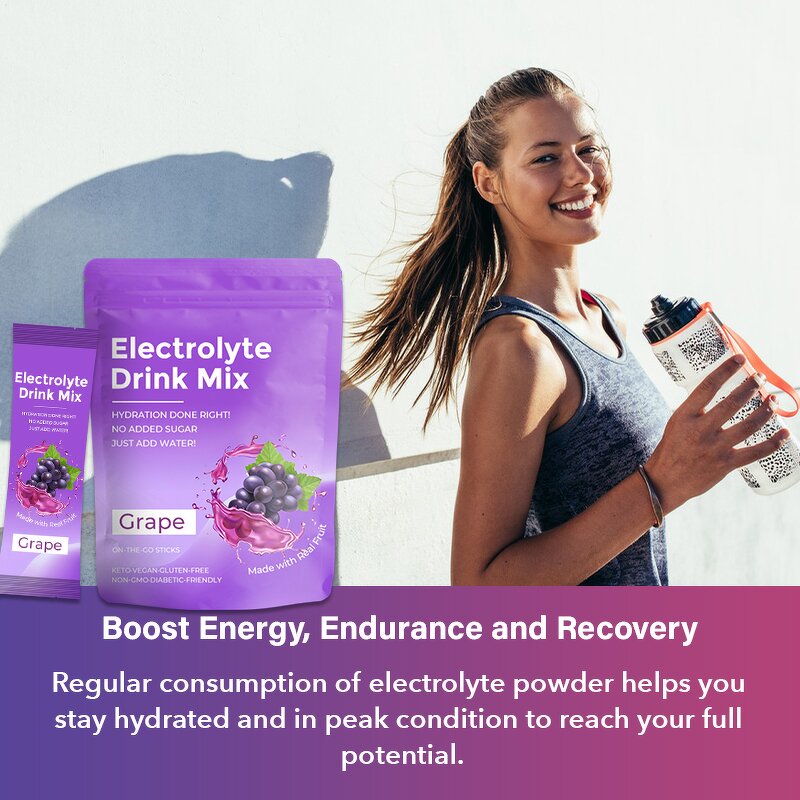 Electrolyte Powder Manufacturer - OEM Replenisher 6 Electrolytes Minerals Gluten Free Grape