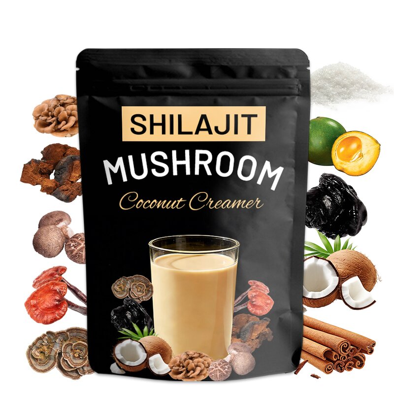 Coffee Creamer Manufacturer - Shilajit Mushroom Coconut Support Focus Immunity Energy 5 Mushrooms Superfood