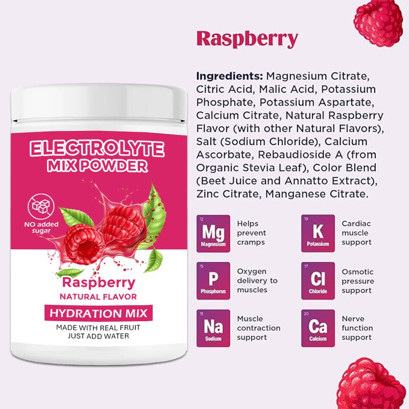 Electrolyte Powder Manufacturer - Electrolytes Fasting Immune Support Rapid Hydration Raspberry