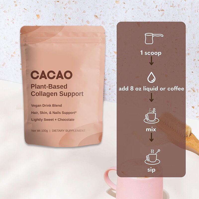 Cocoa Powder Manufacturer - Custom Logo Vegan Organic Unsweetened Cacao Latte Biotin Collagen Powder
