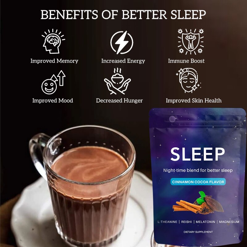 Sleep Drink Pouch Manufacturer - OEM Print Pouch Natural Sleep Aid Magnesium Apigenin Nighttime Chocolate