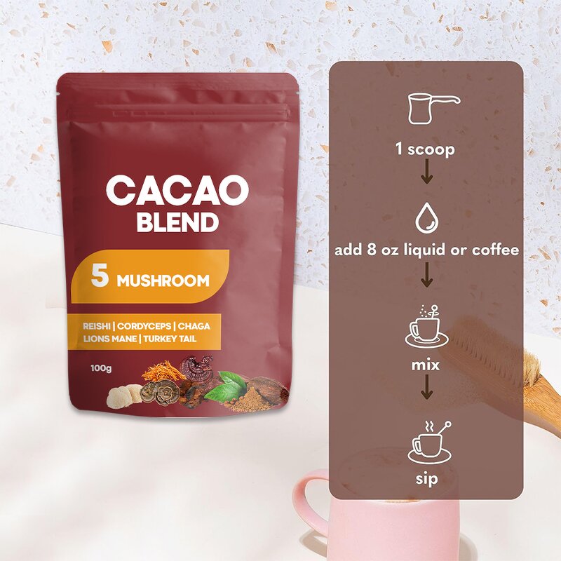 Cocoa Powder Manufacturer - Private Label Nootropic Caffeine Free Sugar Free Mushroom Cacao Powder