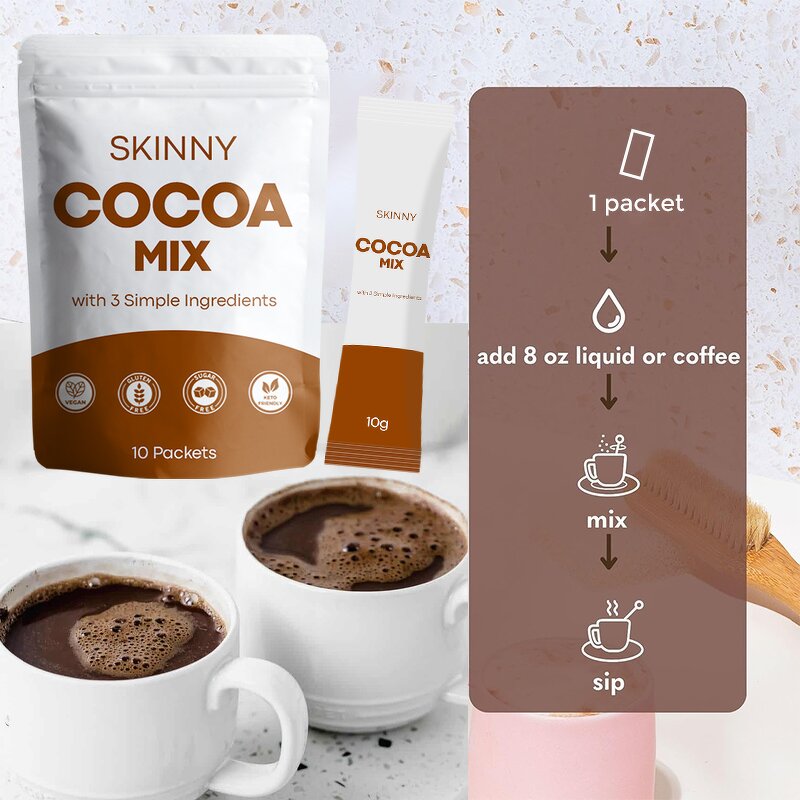 Cocoa Powder Manufacturer - Private Label 10 Sachets Sea Salt Stevia Leaf Extract Cocoa Drink