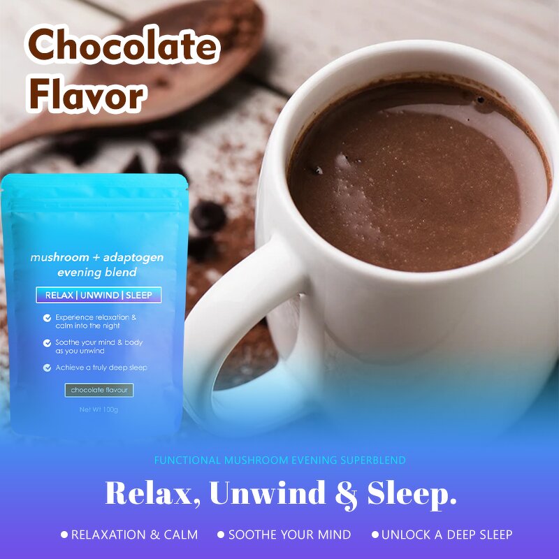 Chocolate Powder Manufacturer - Private Label Chocolate Flavored Mushroom Sleep Relaxing Reishi Ashwagandha