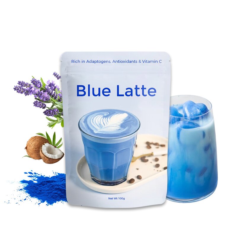 Latte Powder Manufacturer - Private Label Adaptogen Calming Lavender Milk Blue Spirulina Blue Lavender