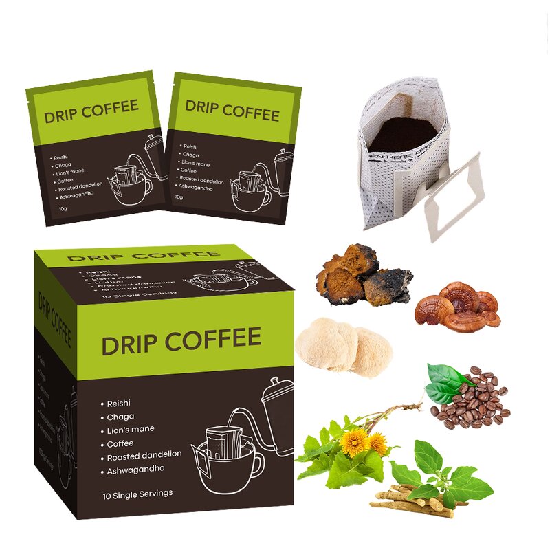 Mushroom Coffee Manufacturer - Private Label Hanging Ear Drip Dark Roast Dandelion Mushroom Coffee