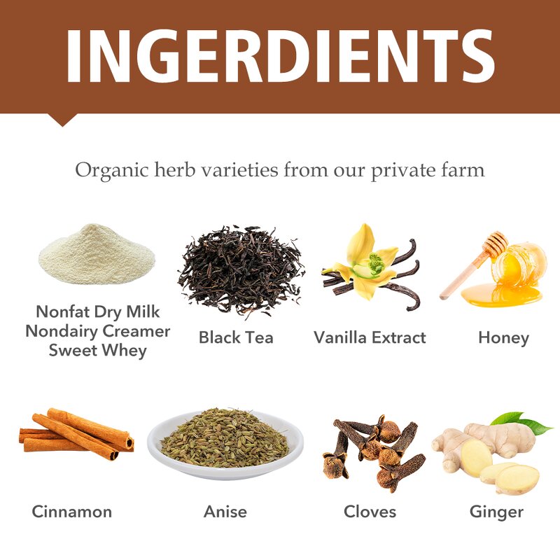 Chai Latte Powder Manufacturer - OEM Organic Chai Tea Vanilla Black Tea Cinnamon Spice Masala