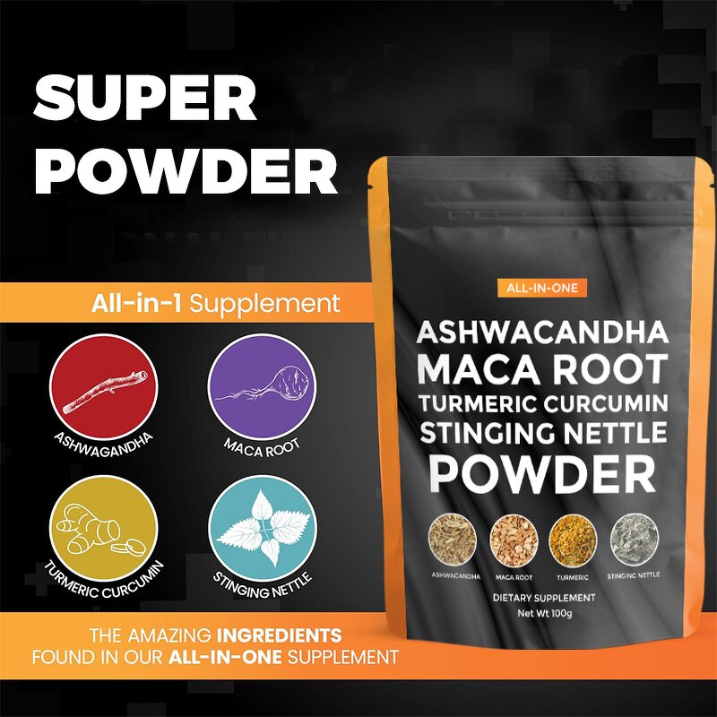 Mushroom Powder Manufacturer - Customized Label Turmeric Curcumin Nettle Leaf Ashwagandha Maca Root