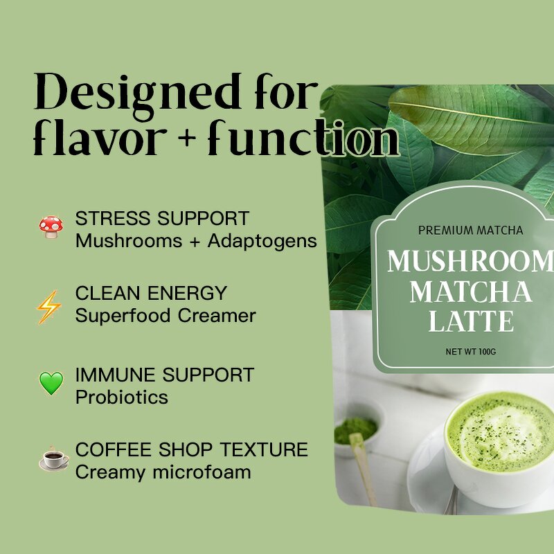 Oat Milk Latte Manufacturer - Private Label Superfood Reishi Mushroom Oat Milk Matcha Green Tea