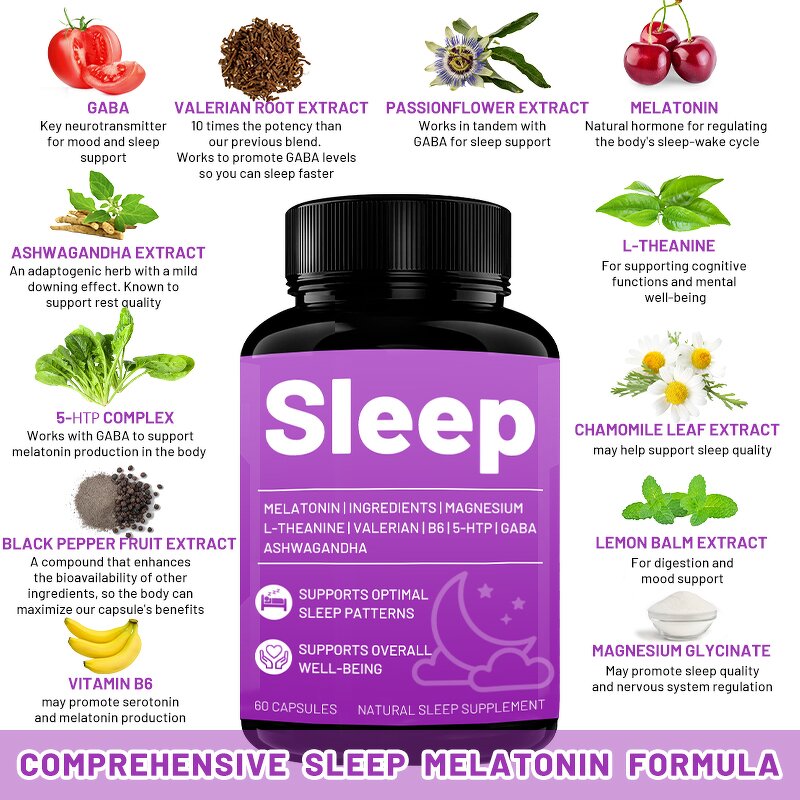 Sleep Capsule Manufacturer - OEM Magnesium Glycinate Ashwagandha L Theanine Valerian Root GABA Melatonin