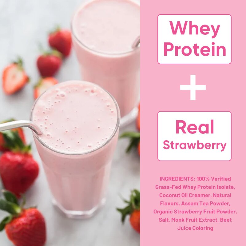 Whey Protein Milk Tea Manufacturer - Private Label 100% Grass-Fed Isolate Assam Strawberry