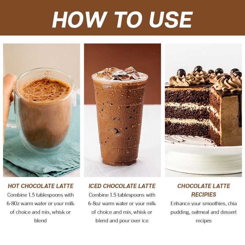 Chocolate Latte Powder Manufacturer - Private Label Superfood Chocolate Ashwagandha Mushrooms Caffeine Free