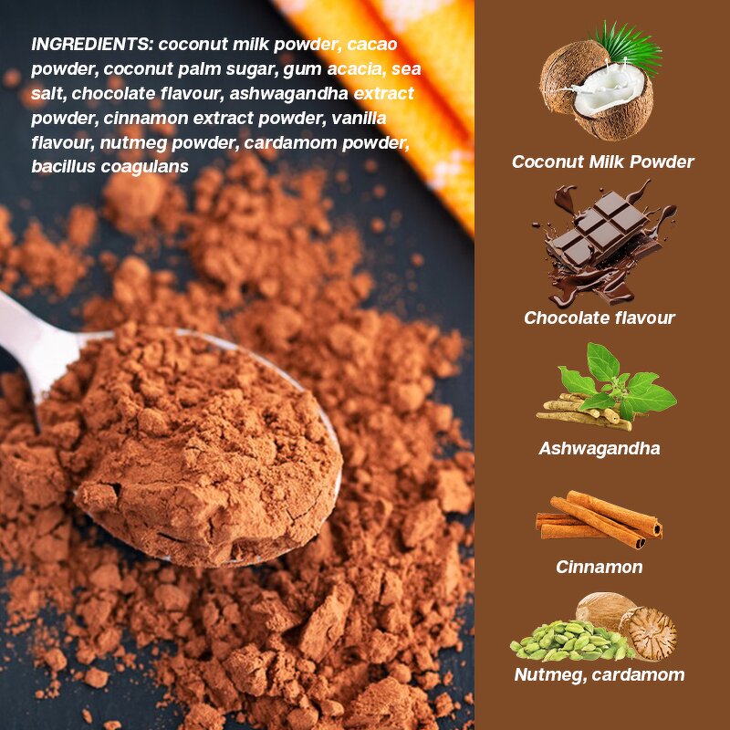 Chocolate Latte Powder Manufacturer - Private Label Superfood Chocolate Ashwagandha Mushrooms Caffeine Free