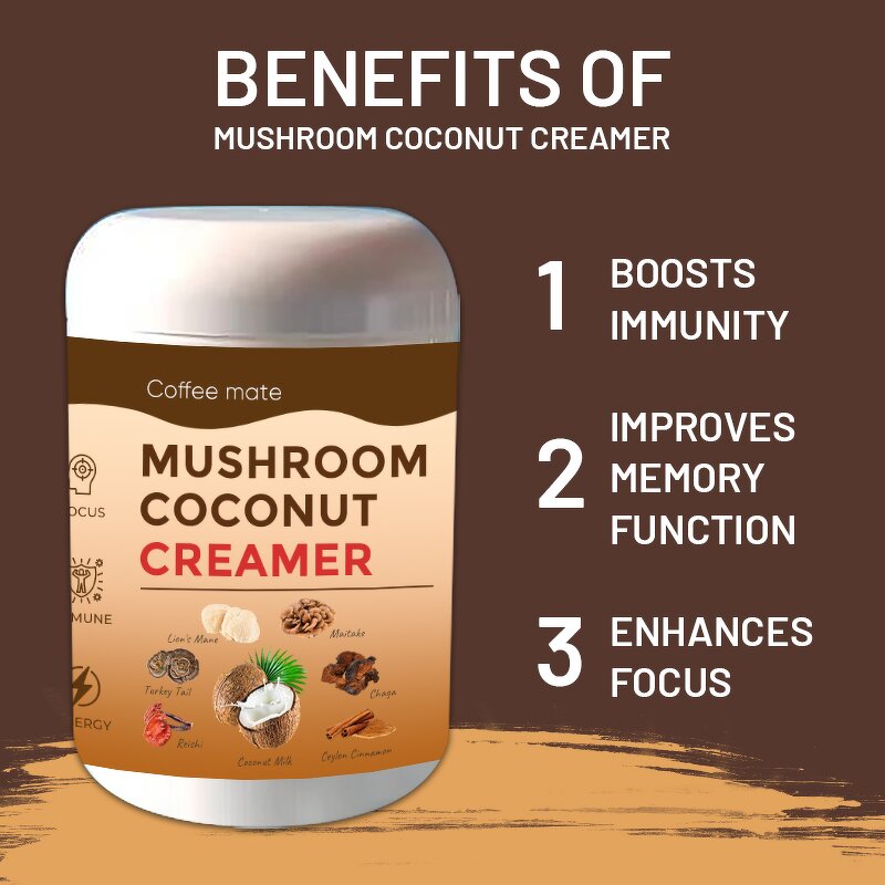 Mushroom Creamer Manufacturer - OEM Private Label 5 Mushrooms Lion Mane Turkey Tail Reishi Maitake Chaga