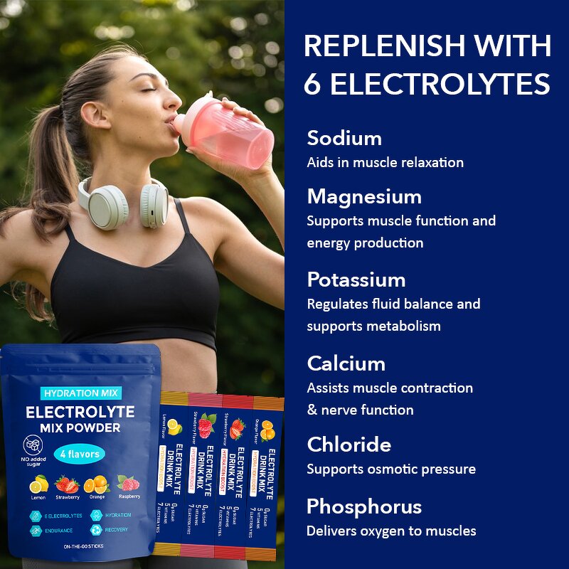 Electrolyte Powder Manufacturer - OEM No Sugar Hydration Supplement Strawberry Lemon Drink Mix