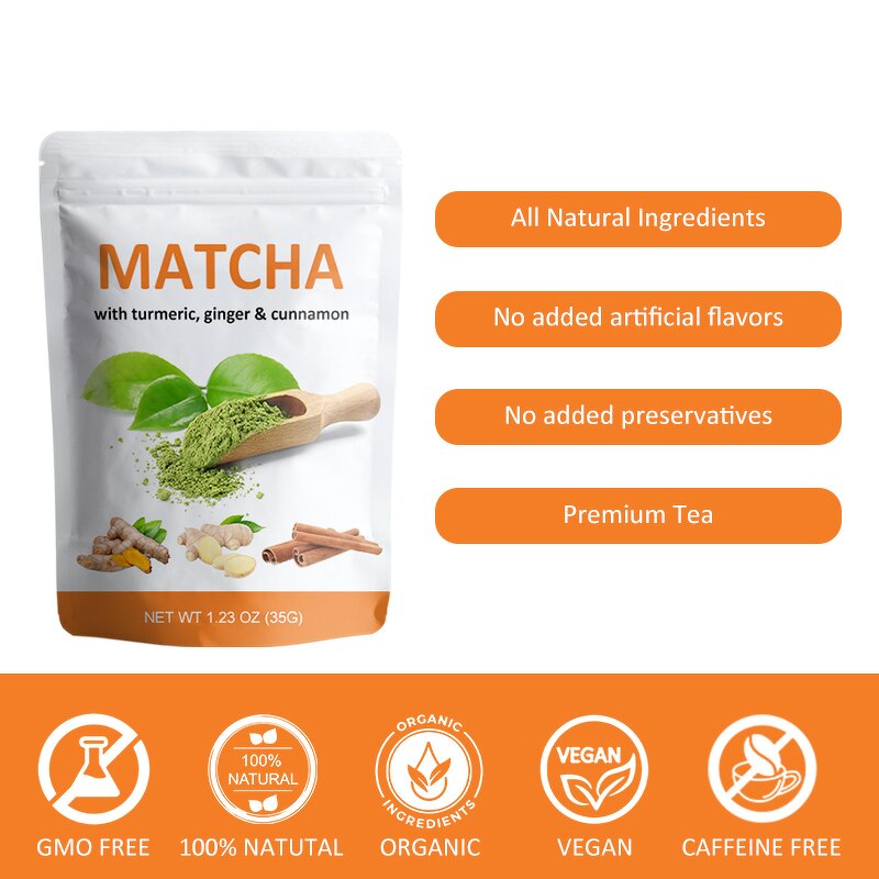 Matcha Powder Manufacturer - Private Label Low MOQ Organic Ceremonial Matcha Ginger Cinnamon Turmeric