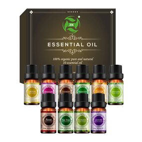 Essential Oil Set - 6x10ml 100% Pure Natural with Free Diffuser Retail