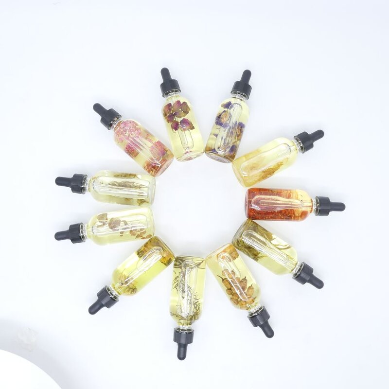 Body Oil Set - Rose Jasmine Peony Lavender 4-Pack 30ml for Face Body Nails Massage