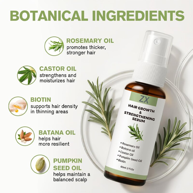 Hair Oil - Private Label Organics Pure Rosemary Mint for Scalp Strengthening