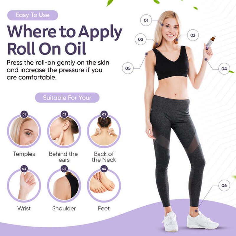 Lavender Oil Roll on - 100% Pure for Skin Sleep Headaches Relaxation 10ml