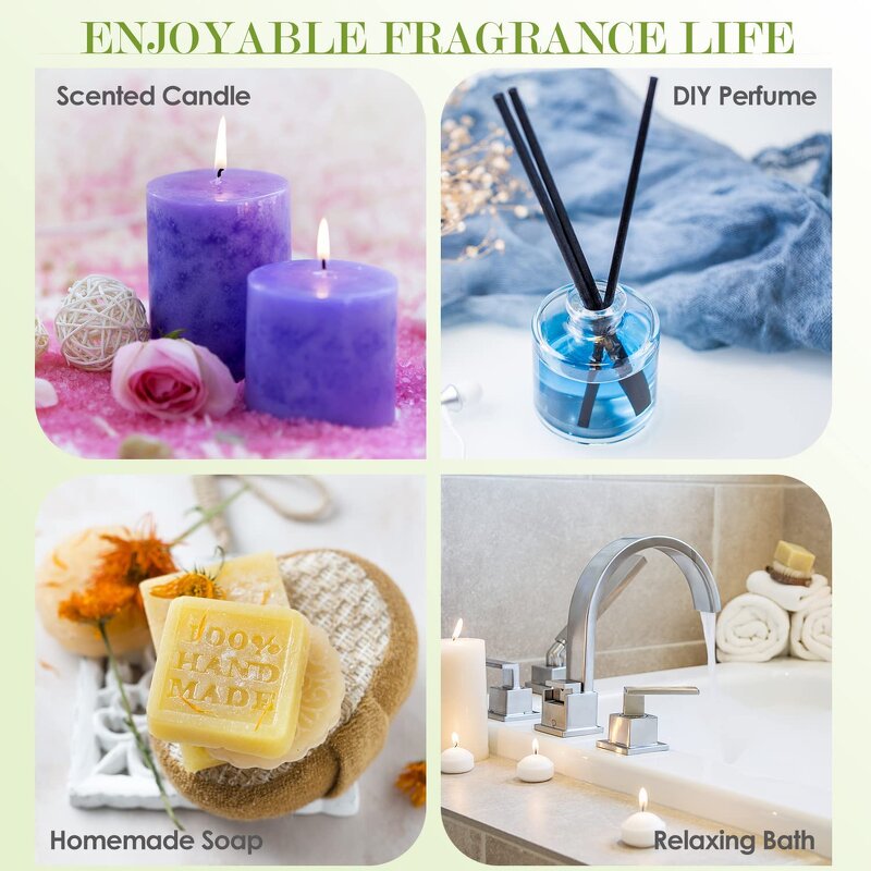 Essential Oil Set - Top 6 Geranium Tea Tree Orange for Diffuser Home Fragrance Massage