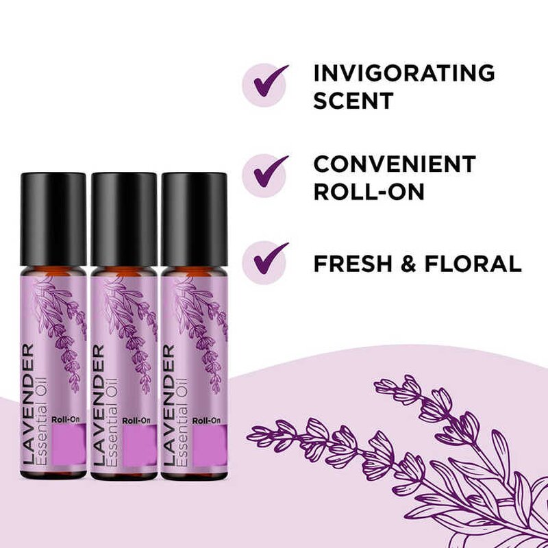 Lavender Oil Roll on - 100% Pure for Skin Sleep Headaches Relaxation 10ml