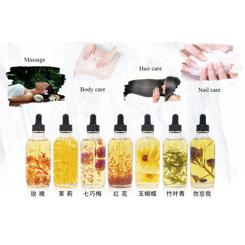 Body Oil Set - Rose Jasmine Peony Lavender 4-Pack 30ml for Face Body Nails Massage