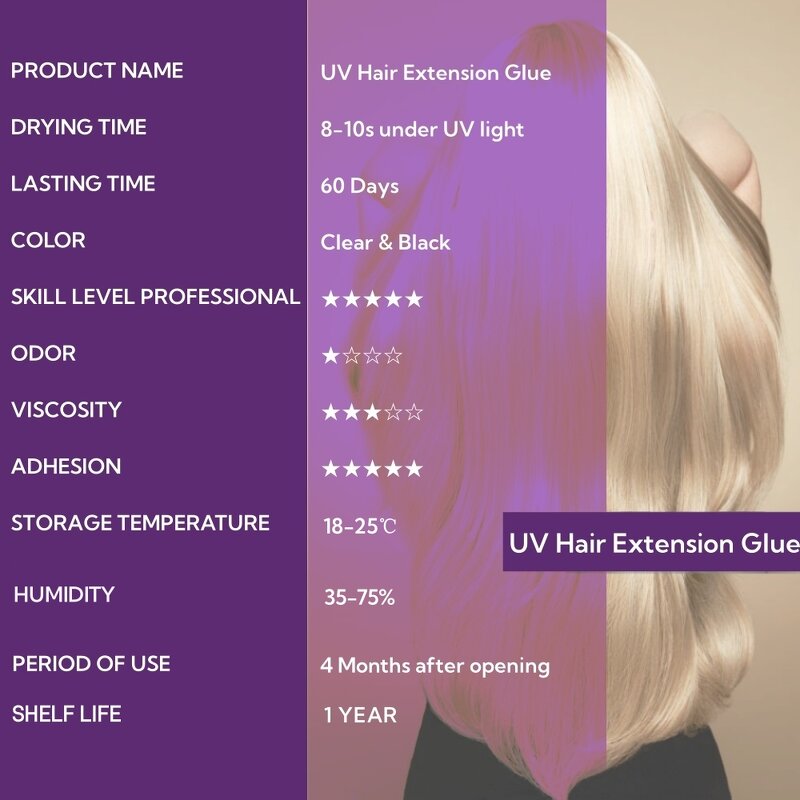UV Hair Extension Glue Manufacturer - Custom Logo 20ML Lasts 2 Months Extra Hold UV LED Light