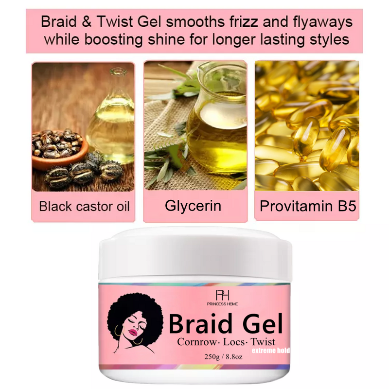 Braiding Gel Manufacturer - Extra Hold Waterproof Private Label Strong Hold Natural Hair Customized Braids