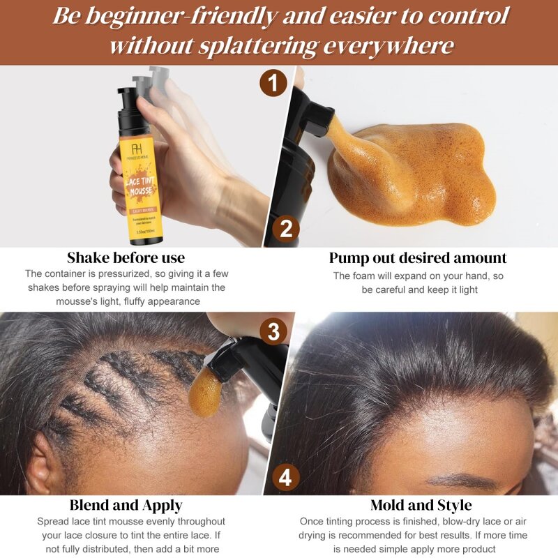 Lace Tint Mousse Manufacturer - Private Label Hair Extension Tools 100ml Light Brown Wig Glue Styling