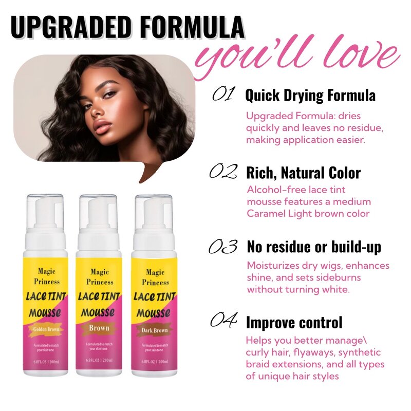 Lace Tint Spray Manufacturer - Private Labels 200ML Dark Brown Hair Color Natural Dye Wig Tools