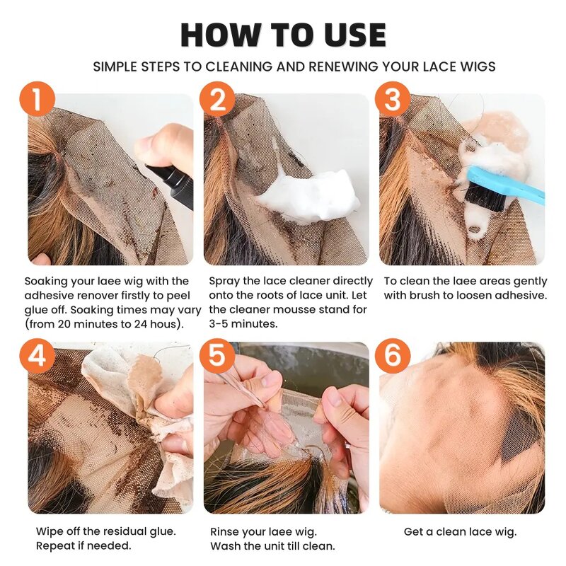 Lace Cleanser Foam Manufacturer - OEM 100ML Fast Acting Glue Residue Remover Delicate Cleaning Shampoo