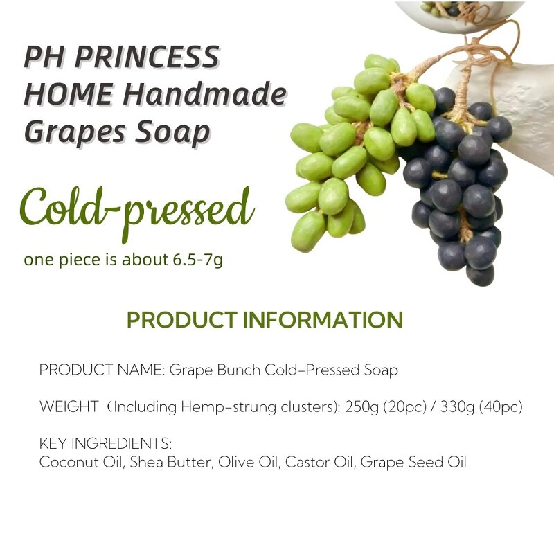 Grape Soap Manufacturer - Private Label 20pcs/40pcs Cold-pressed Natural Scent Face Body Bath
