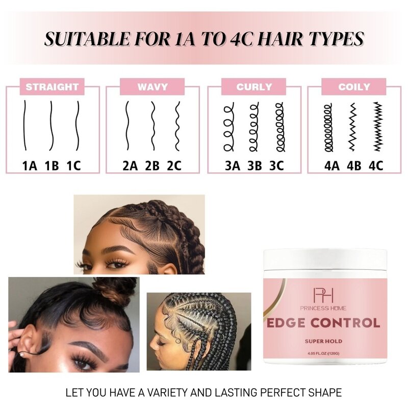 Edge Control Manufacturer - Private Label Extreme Hold 24 Hour Tamer 4C Hair Long-Lasting 120g