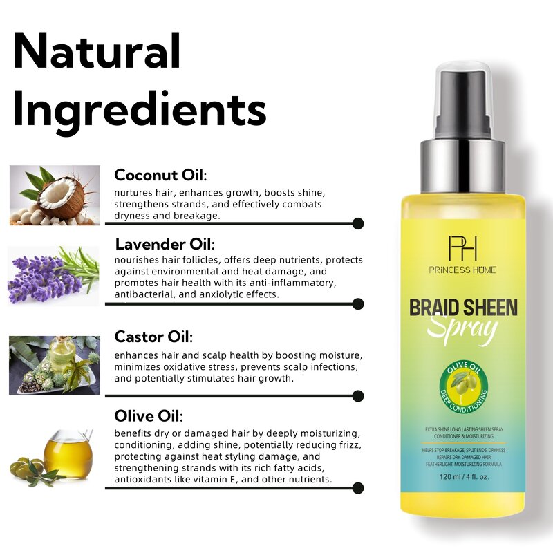 Braid Sheen Spray Manufacturer - Custom Logo Bulk Extra Hold Dry Fast Long Lasting 120ML Unisex