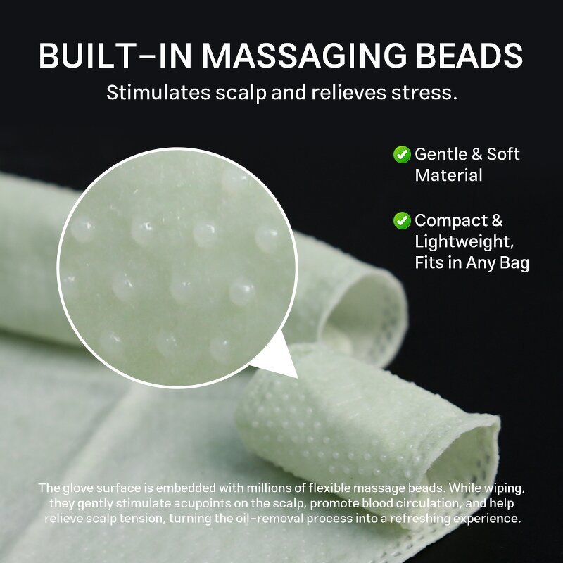 Hair Cleaning Glove Manufacturer - Oil Removal Quick Clean - Volumizing Portable No Rinse Hair Care Oily Hair