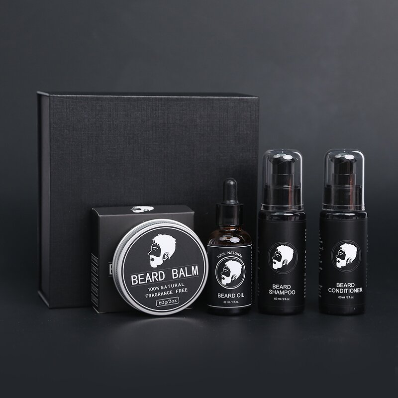 Beard Care Kit Manufacturer - Shampoo Oil Balm Comb Scissors - Men Beard Grooming Father's Day Gift