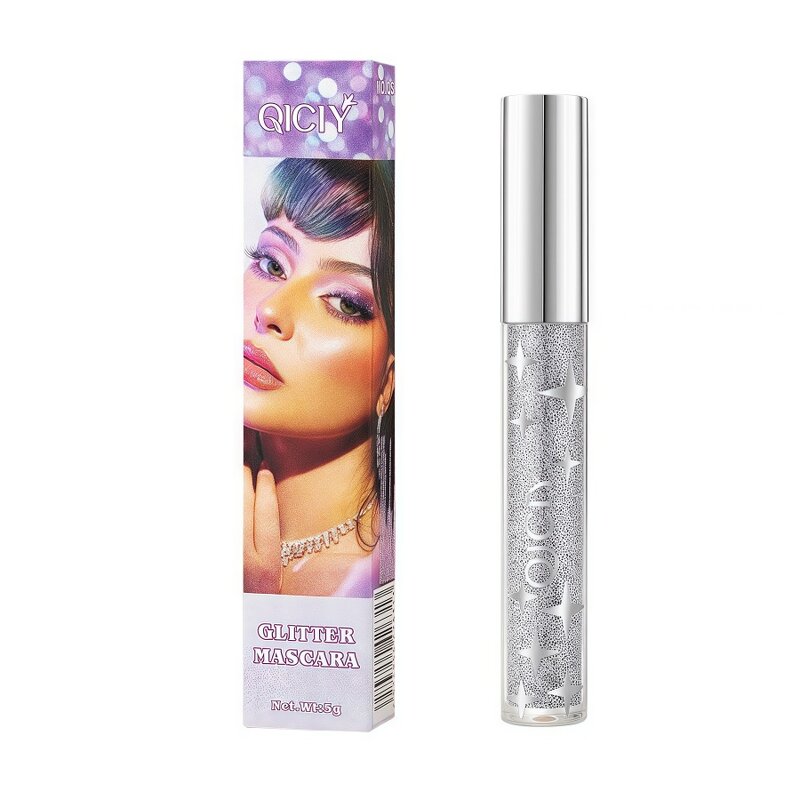 Eyelash Mascara Manufacturer - Qiciy Waterproof Long Lasting Thick Curling Glitter Silver Yellow Purple Colorful