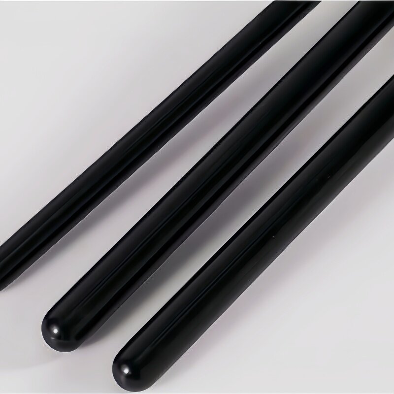 Eyebrow Brush Manufacturer - Diagonal Synthetic Hair Shiny Smooth Black Wooden Handle Silver Aluminum Hoop